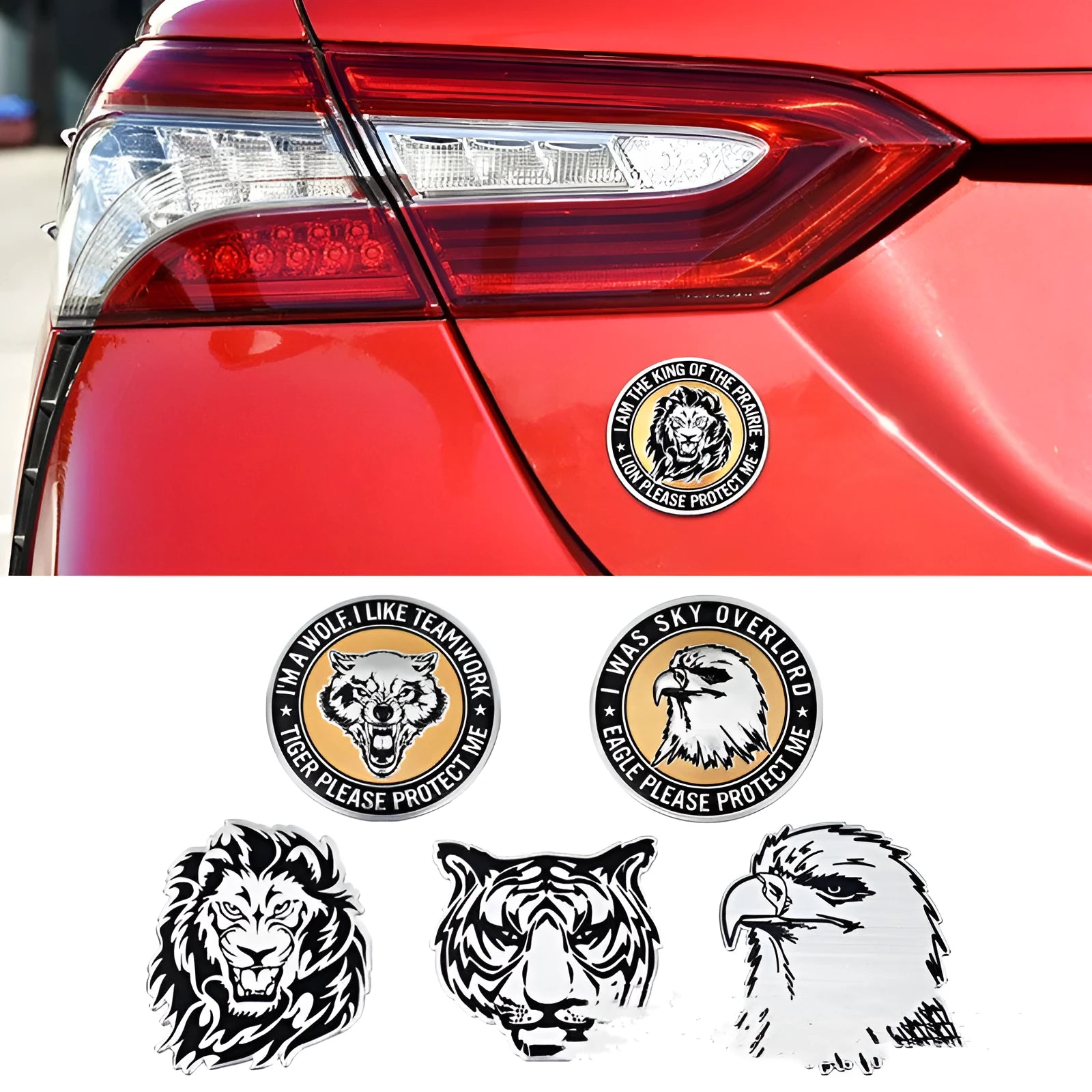 Aluminium car body sticker with animal motif for vehicle customisation