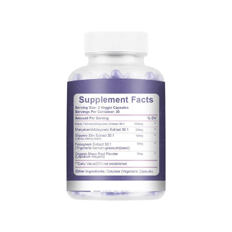 A bottle containing 60 herbal vaginal capsules for women's intimate wellness.