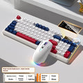 Blue white wireless mechanical keyboard with ball cap keycaps and optional matching mouse