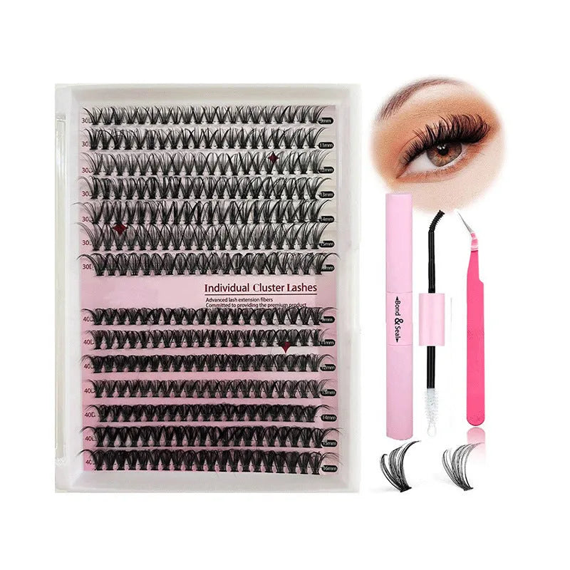 DIY cluster lashes mixed package false eyelashes 30D 40D high-grade fiber 9-16mm with tweezers