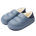 Waterproof couple cotton slippers with EVA sole in yellow, green, black, grey, pink, or orange colours