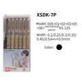 Pack of 7 Sakura Pigma Micron needle sketch pens with assorted nib sizes 0.2mm to 0.5mm