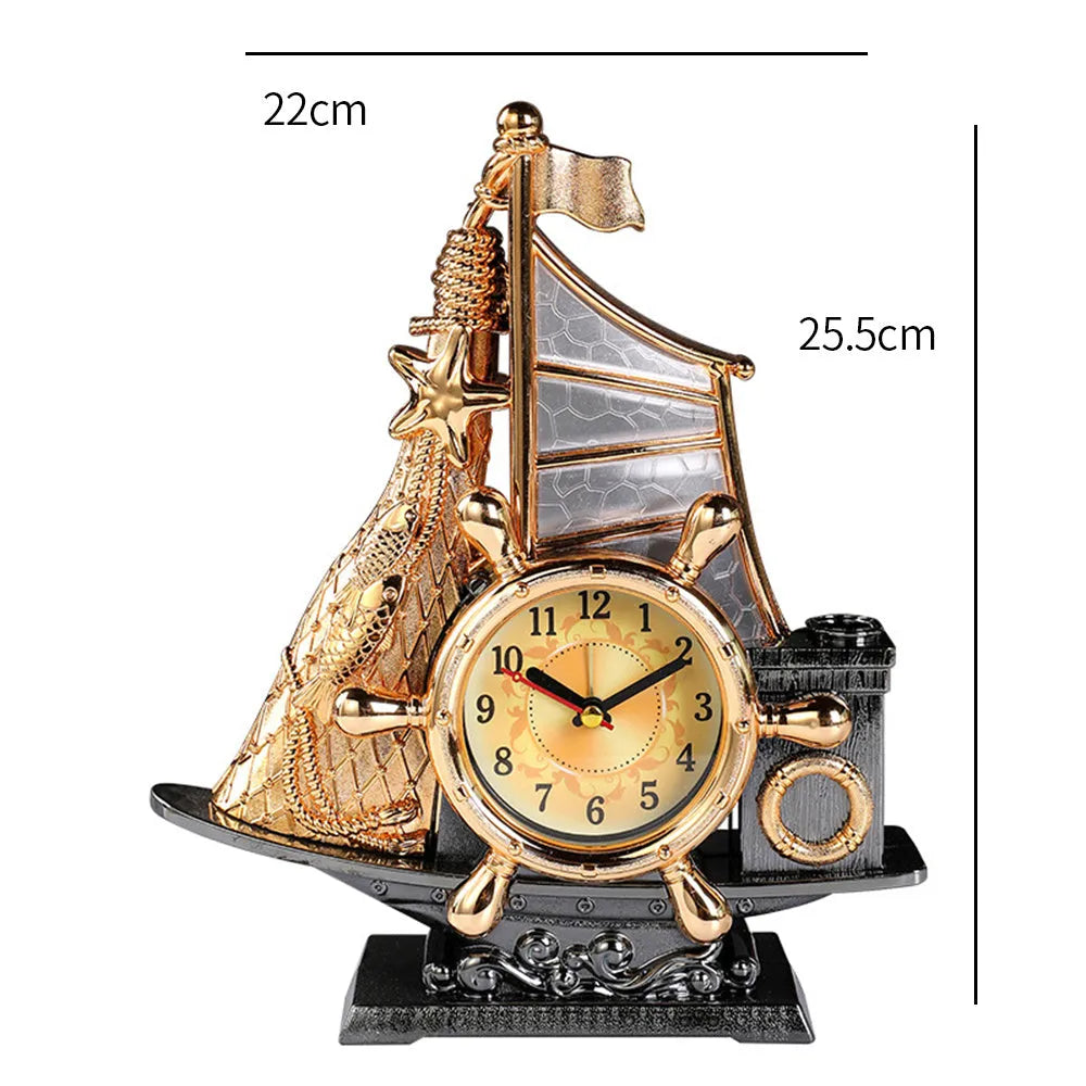 Plastic alarm clock with gold finish, compact size for bedroom use