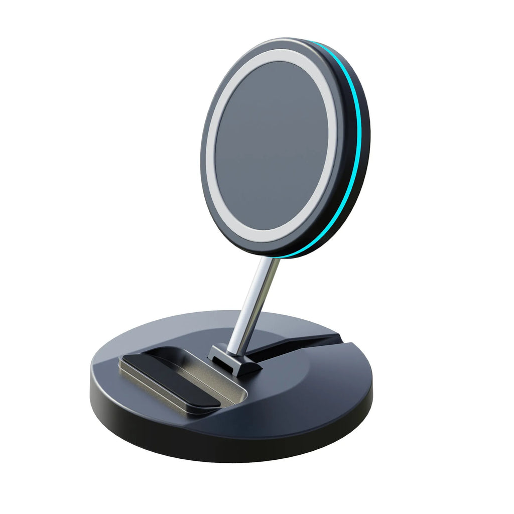 Folding magnetic wireless charger stand compatible with Apple iPhone 12