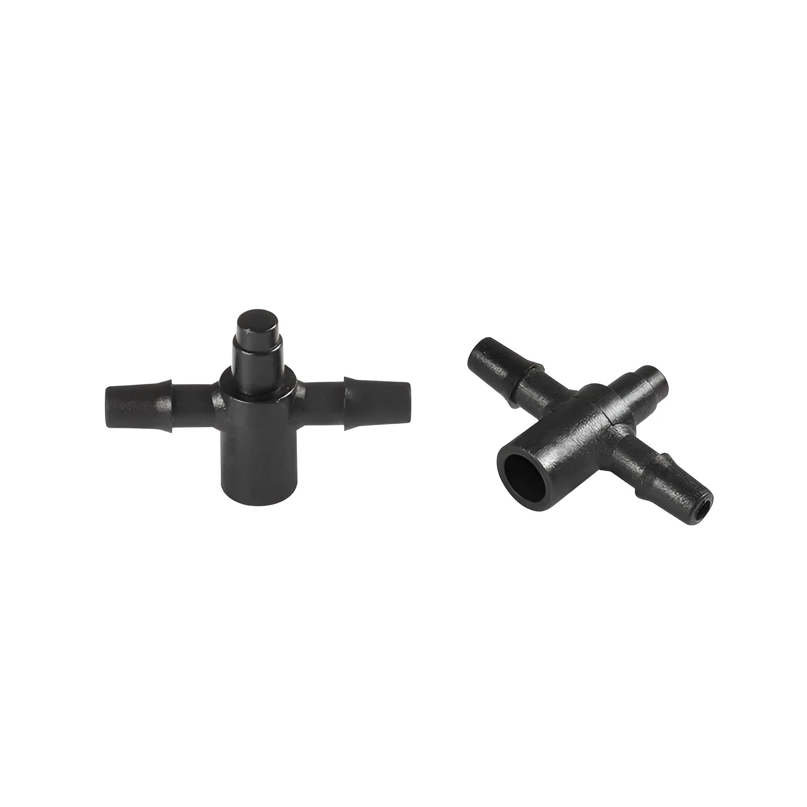 White plastic tee joint water distributor connector for garden irrigation systems