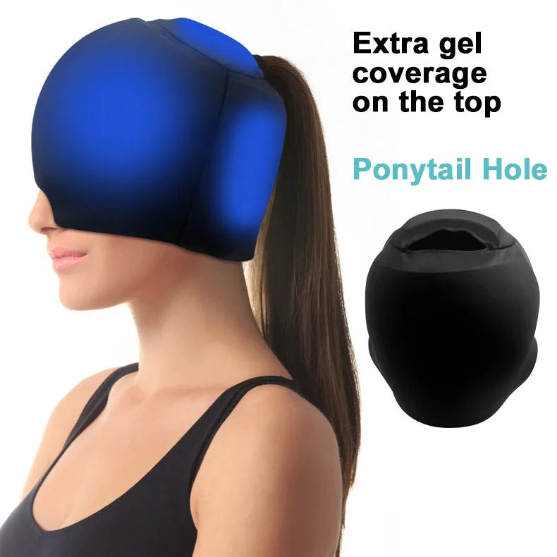 Solid colour cold compress cap with fully enclosed design for head cooling therapy