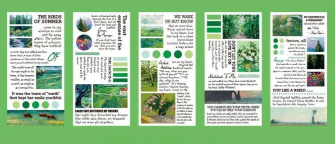Landscape Painting Sticker Book showing 20 paper stickers in 60x120mm size with eight colour options A-H