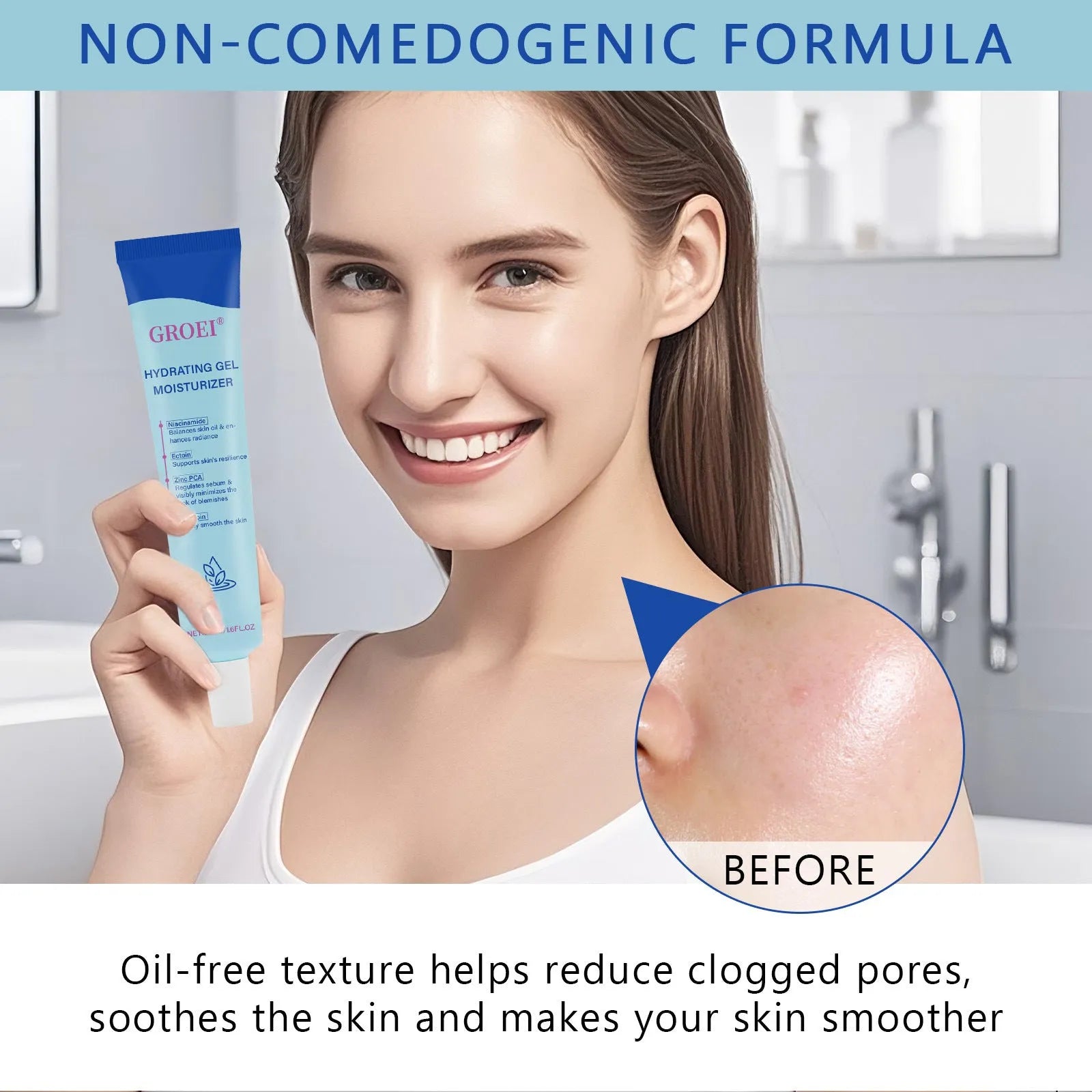 50ml container of hyaluronic acid moisturising facial gel for skin hydration