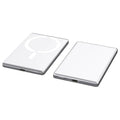 Ultra-thin magnetic power bank with alloy shell in dark grey colour showing compact dimensions