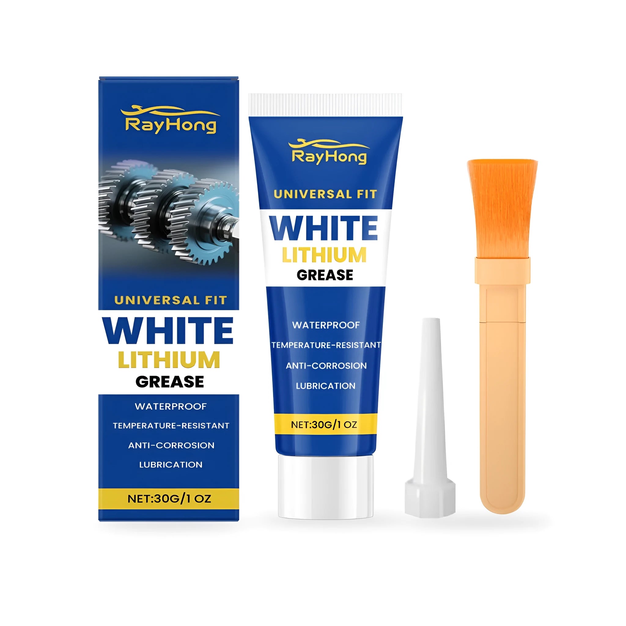 30g white lithium grease cartridge with applicator tip and brush for automotive lubrication