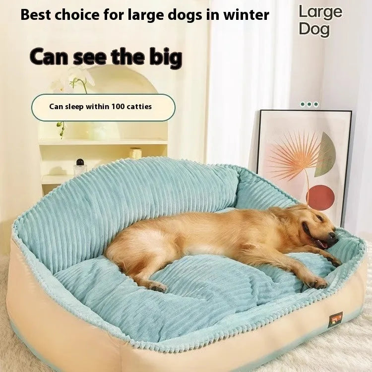 Morandi coloured removable washable sofa dog mat and cat bed shown in medium and large sizes