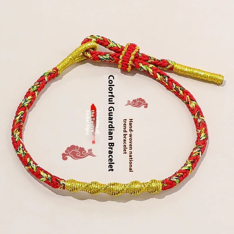 Eight-strand woven colourful guardian strap in zodiac colour options with hand-woven flexible wire construction
