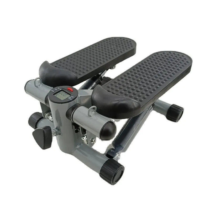 Silver grey hydraulic resistance mini treadmill with pedal components for home waist slimming exercise