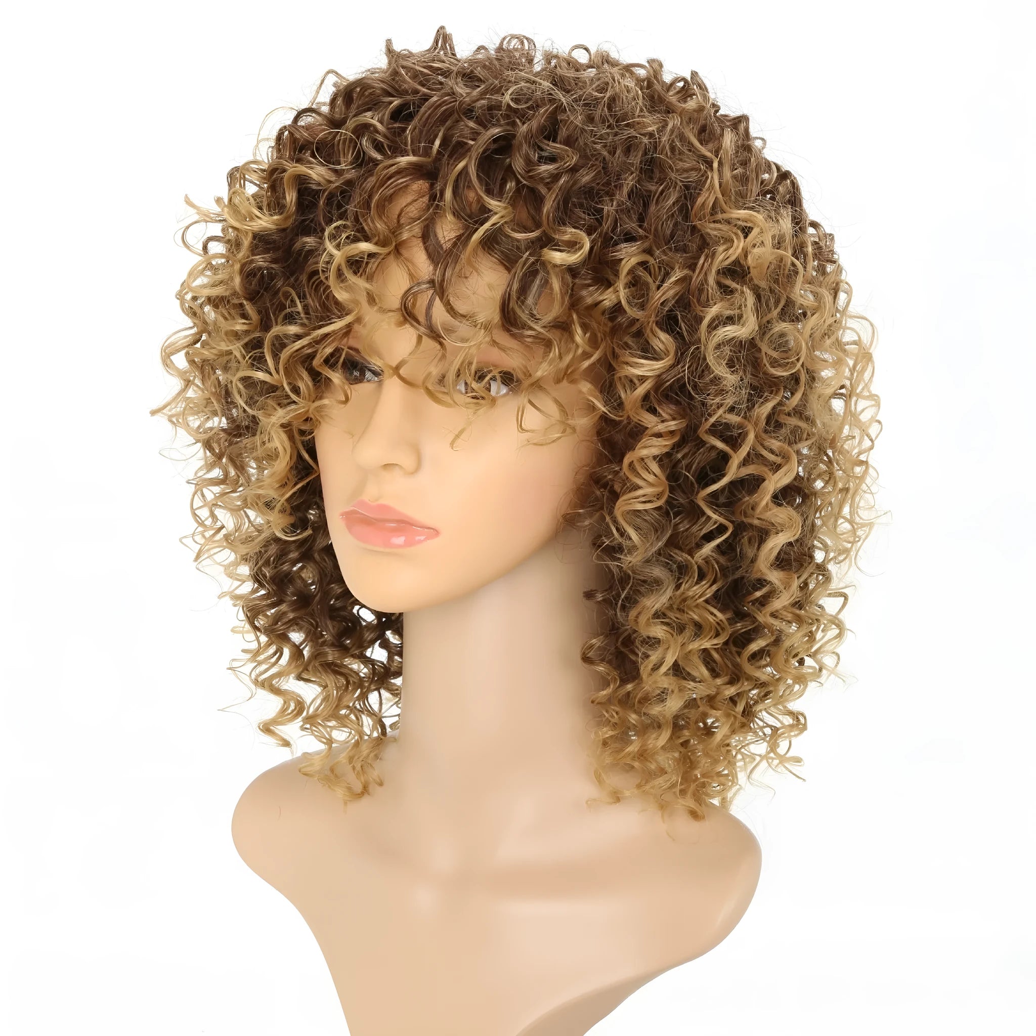 Lace front wig headband style long curly hair high temperature silk light gold colour DY3360