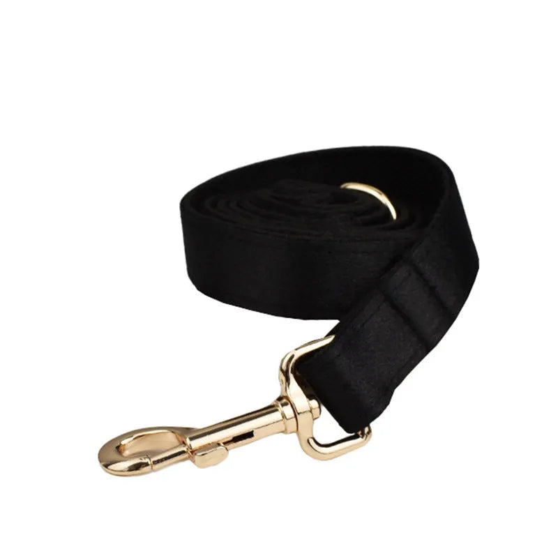 Cloth dog collar leash set with matching bow and vest in multiple colour options for small to medium dogs