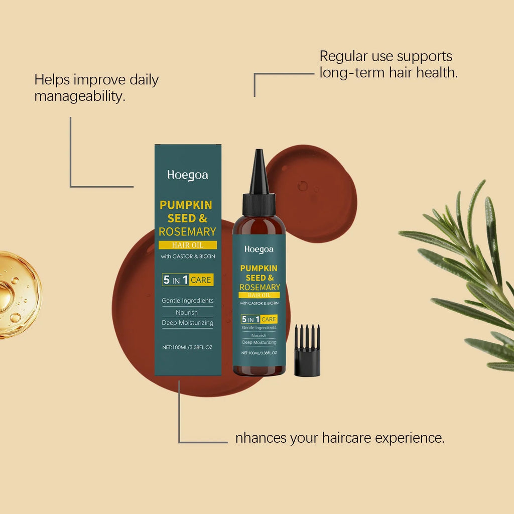 Rosemary hair care essential oil kit showing 100ml bottle, pointed applicator tip, and hair comb