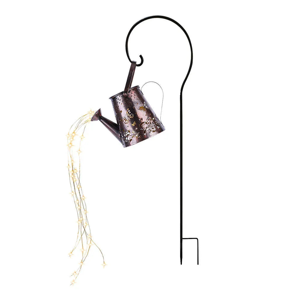 Iron butterfly solar garden lamp with warm white LED lighting