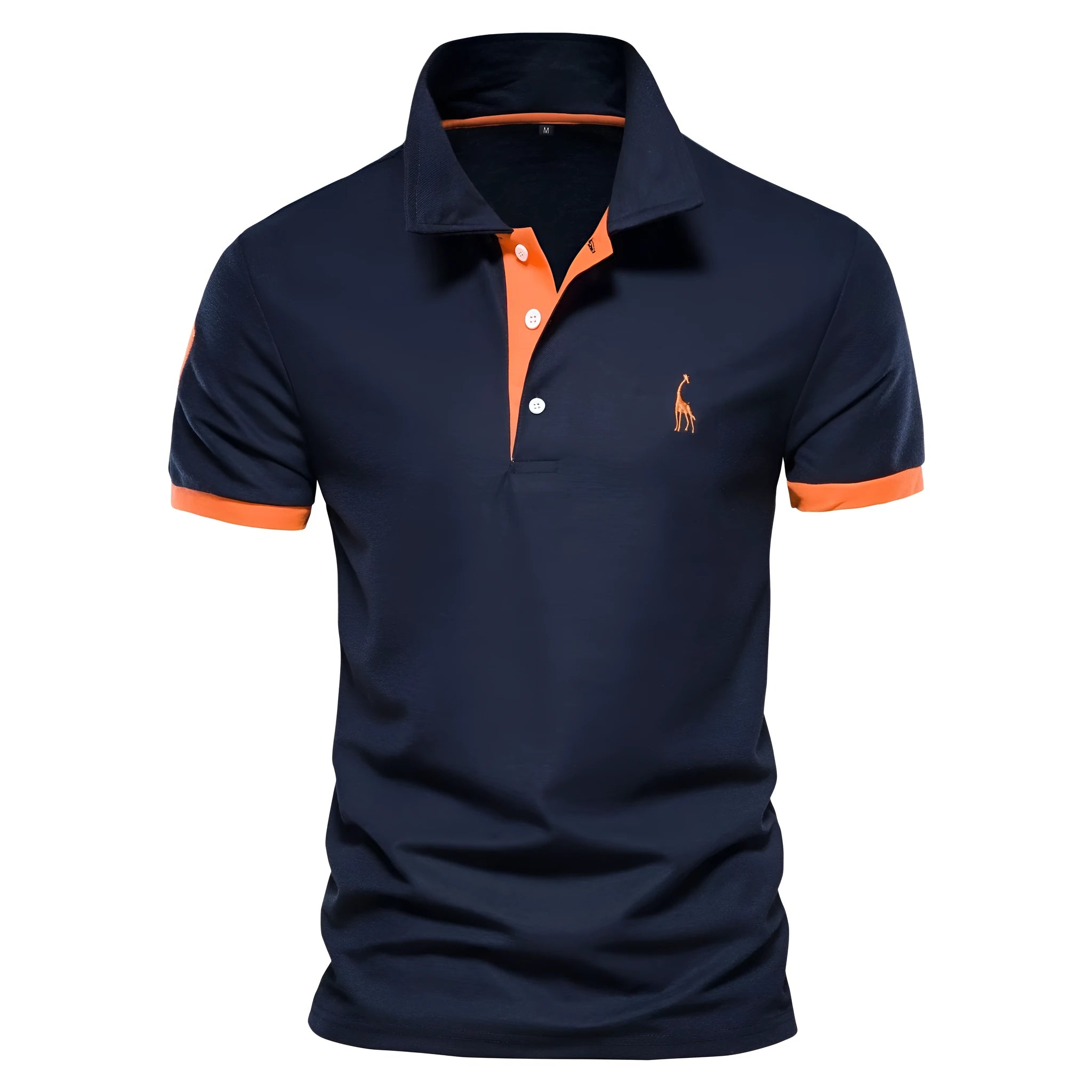 Men's slim fit embroidered deer T-shirt on a hanger, shown in a red colour option.