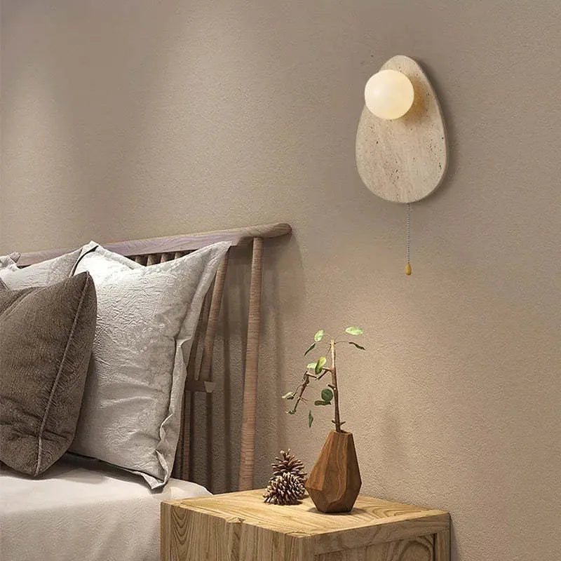 Yellow cave stone marble LED wall lamp for bedroom background decoration with warm light