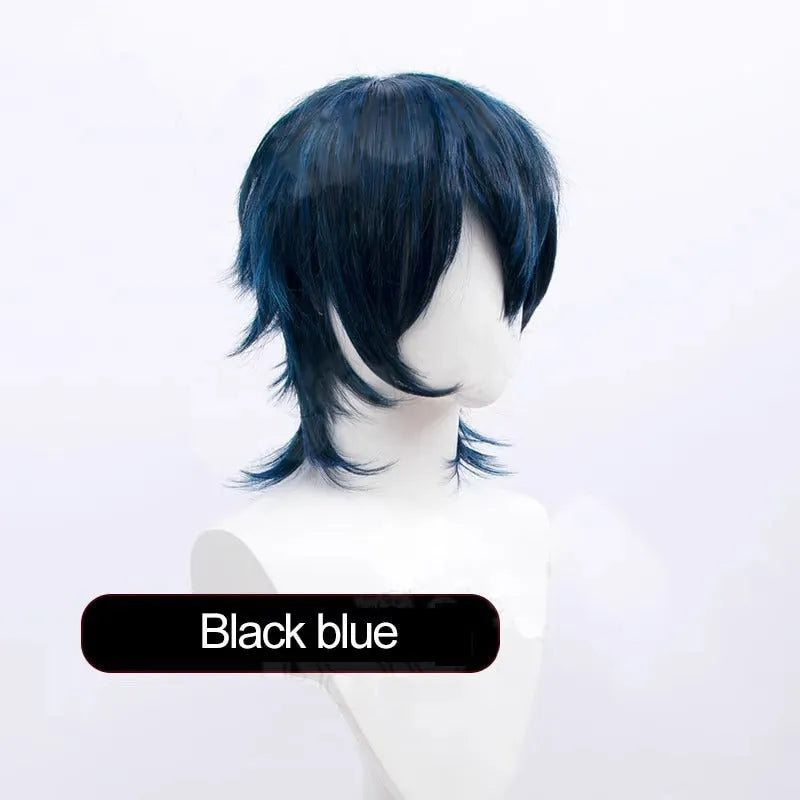 Universal cosplay wig short hair lengthened tail anti-curling for men high temperature fibre