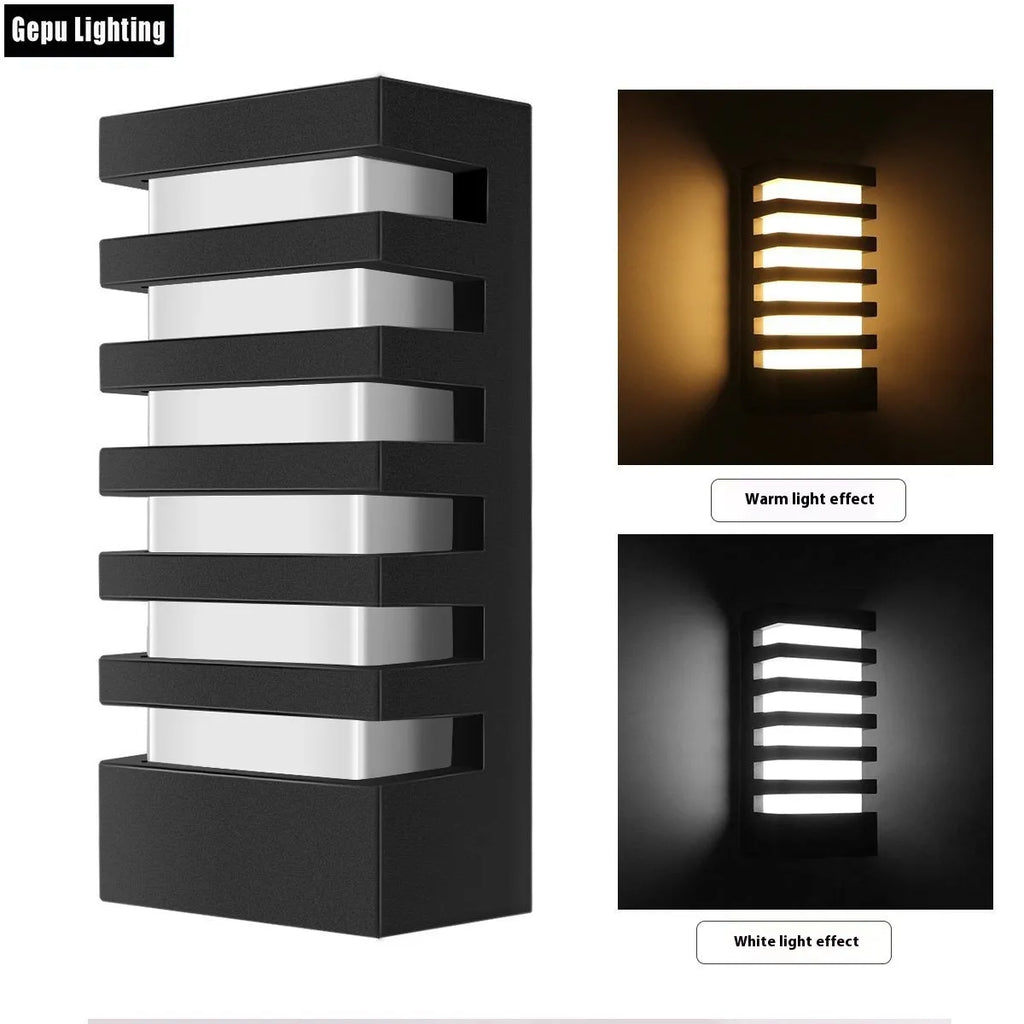 Modern minimalist outdoor wall lamp aluminium alloy IP55 80x120x260mm 5-layer LED12W black finish
