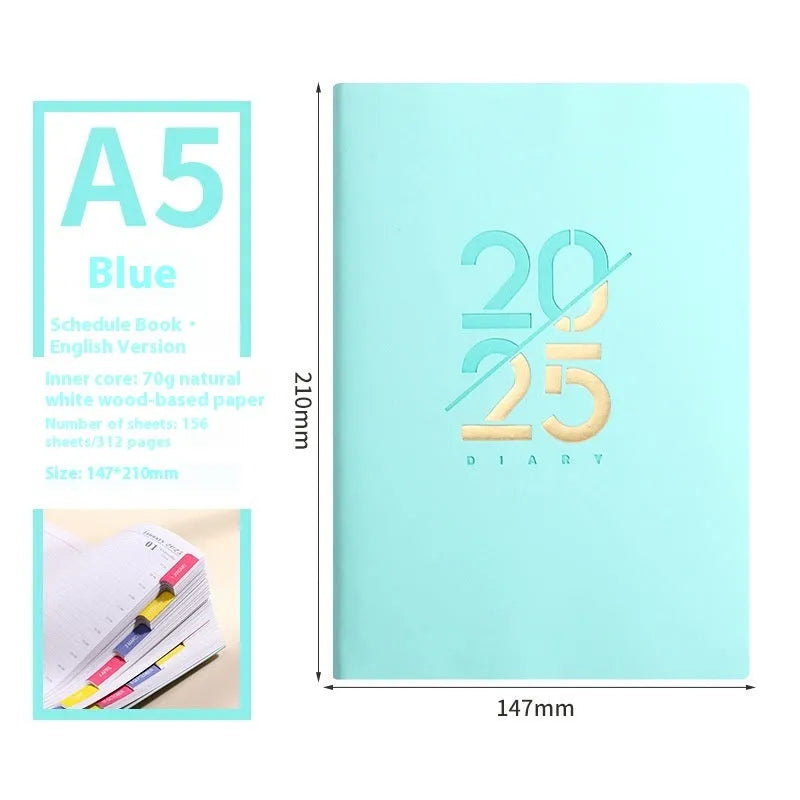 A5 faux leather daily planner notebook showing multiple colour options