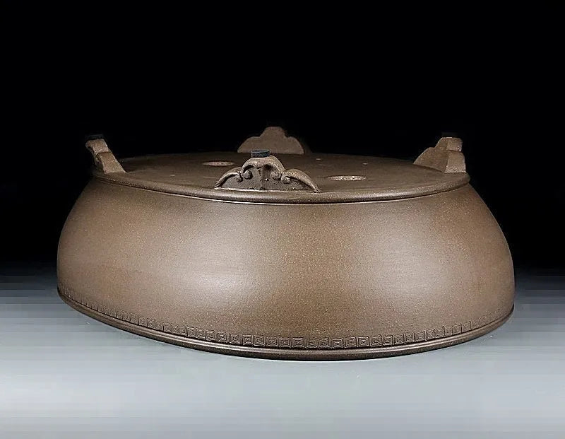 Handmade oval purple sand flowerpot 50x39.5x16cm black mud green plant finish classical style