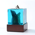 Ocean shark surfer micro landscape night light ornament made of epoxy resin and plastic, 5cm or 8cm size with lamp holder, modern simple style
