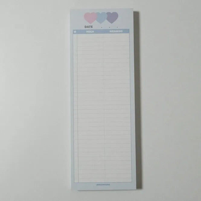 B5 half-size vertical notepad for English words in blue, pink, or purple cover.