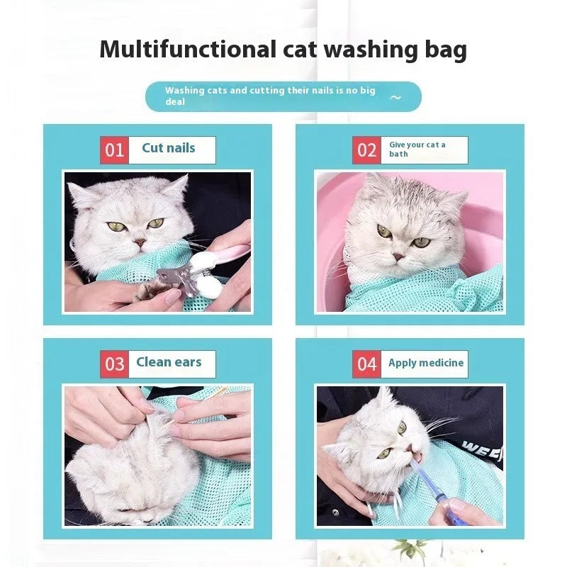 Cat grooming restraint bag with detachable design and scratch-resistant thickening in multiple colour options