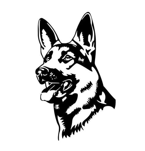 Reflective Alsace Shepherd dog bumper sticker measuring 13x8cm