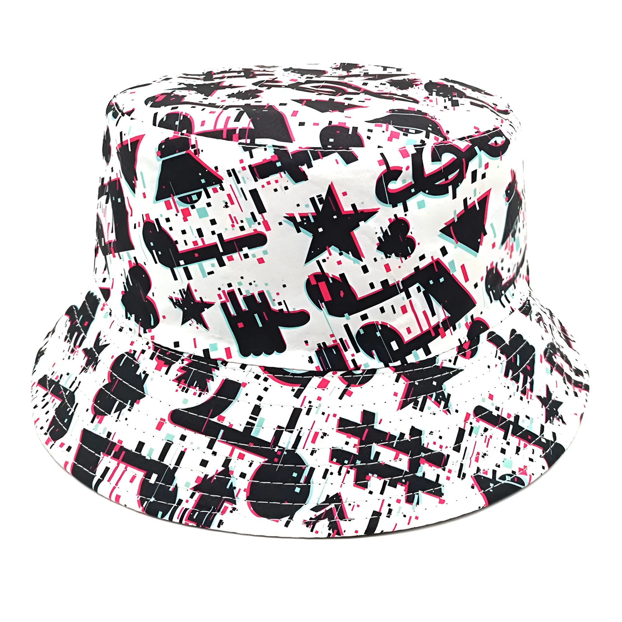 Musical note pattern printing bucket hat in Note colour, dome crown, size M 56-58cm, polyester fabric for sun protection