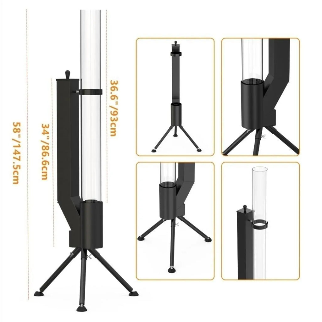 Vertical iron rocket furnace wood burning stove for courtyard heating.
