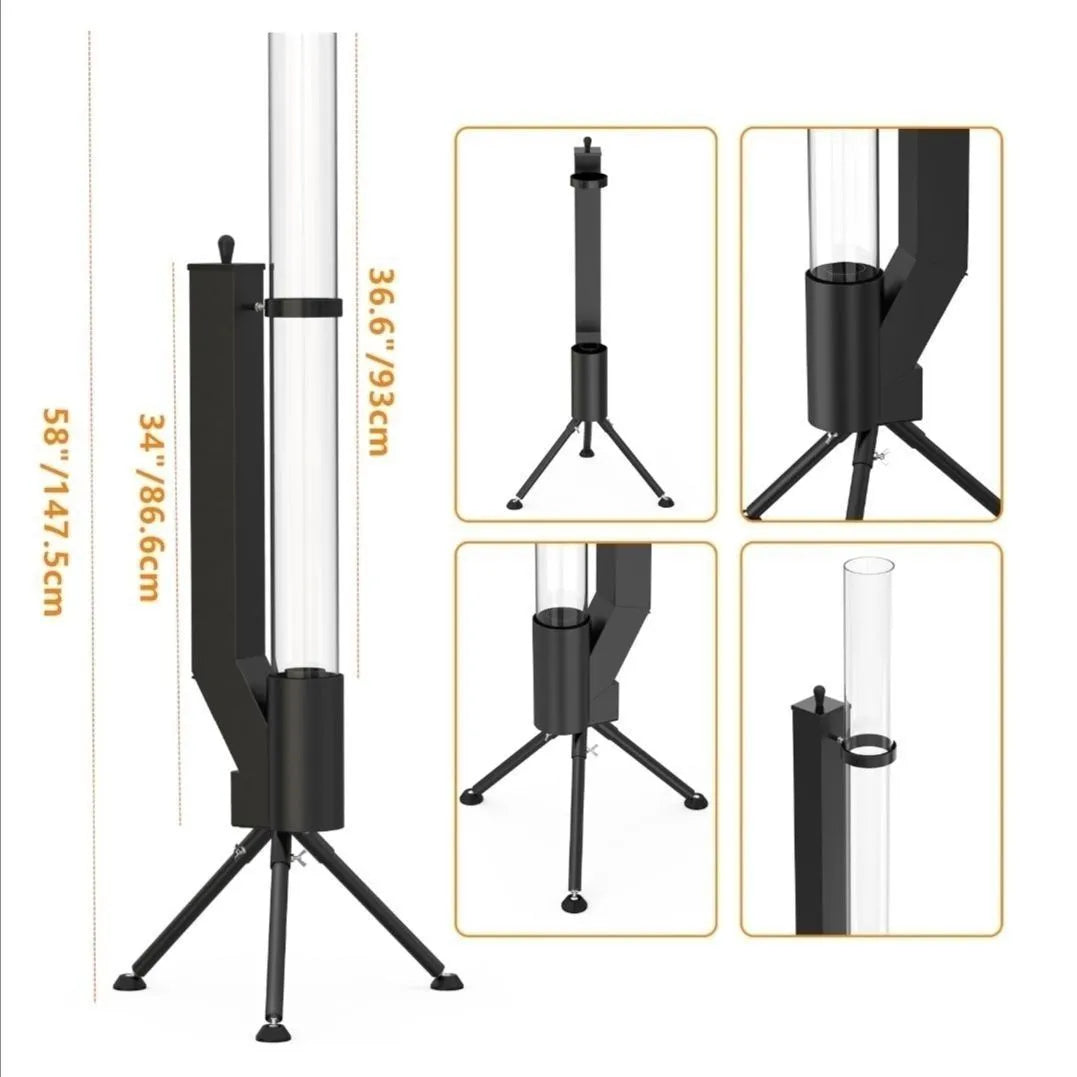 Vertical iron rocket furnace wood burning stove for courtyard heating.