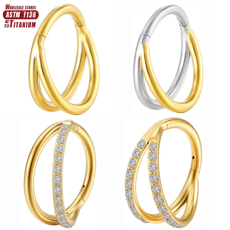 F136 titanium alloy nose ring in silver finish with diamond treatment and 10mm post