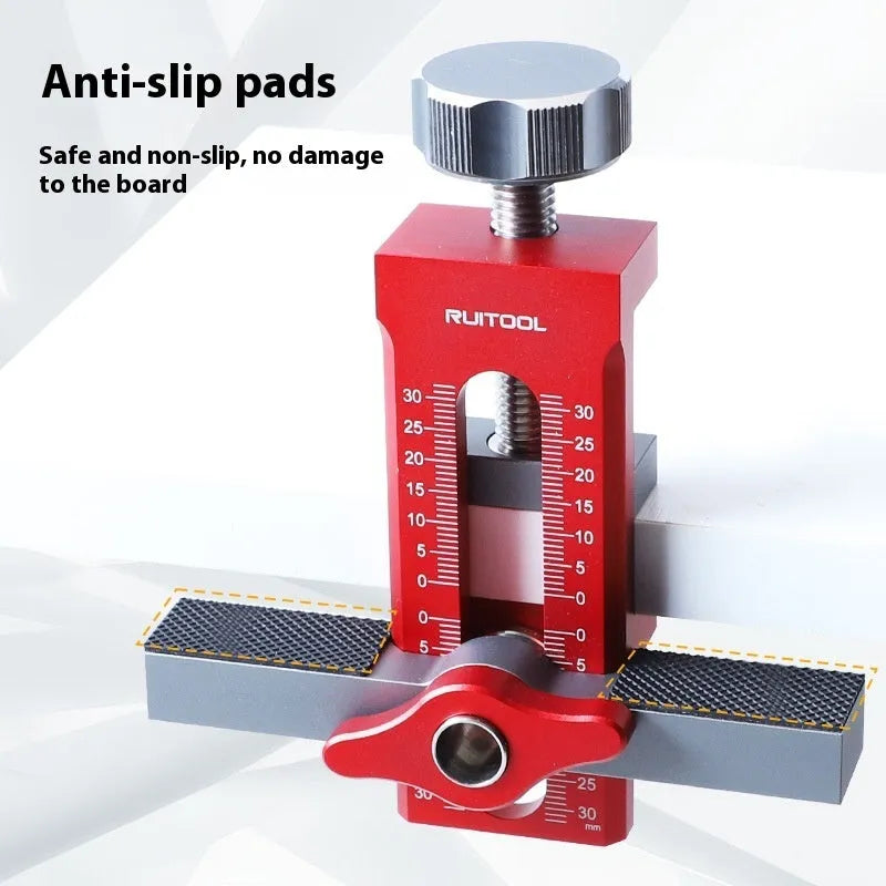 Aluminium alloy cabinet door installation aid tool for woodworking and DIY projects.