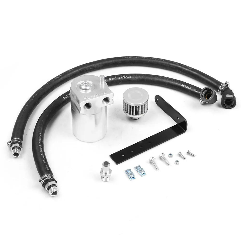 Aluminum alloy oil separator for Ford Expedition in choice of black, red, blue, or silver.