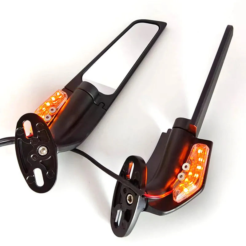 Motorcycle rearview mirror reflector with yellow light and convex lens