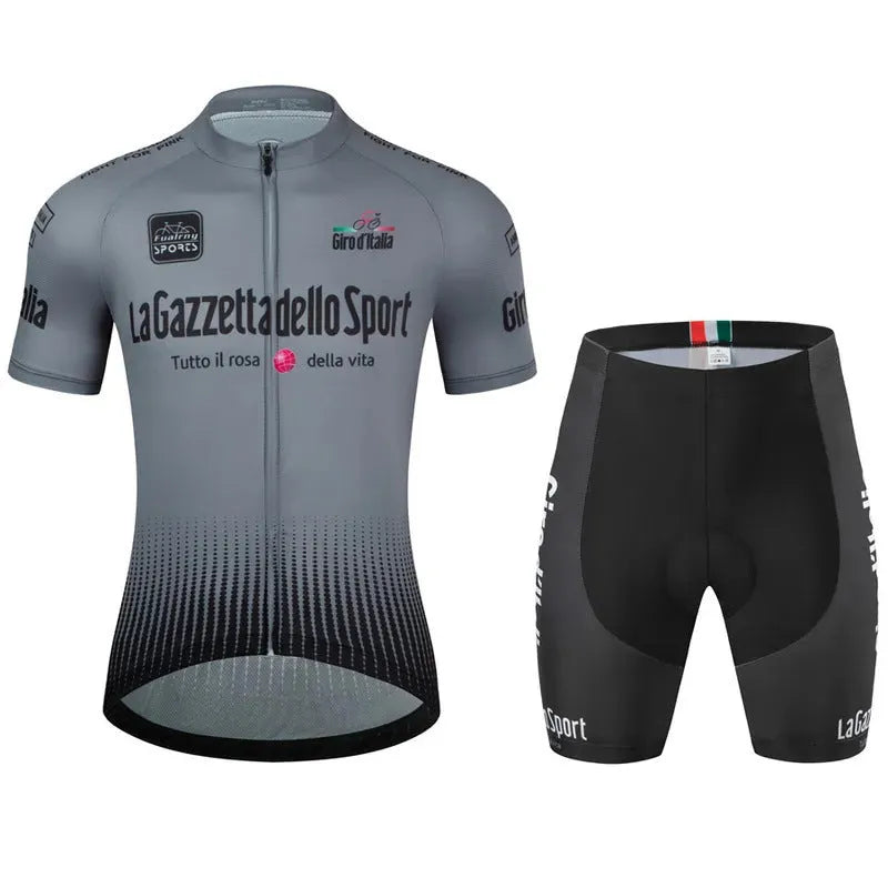 Short sleeve cycling suit in quick-drying polyester fabric for summer road biking
