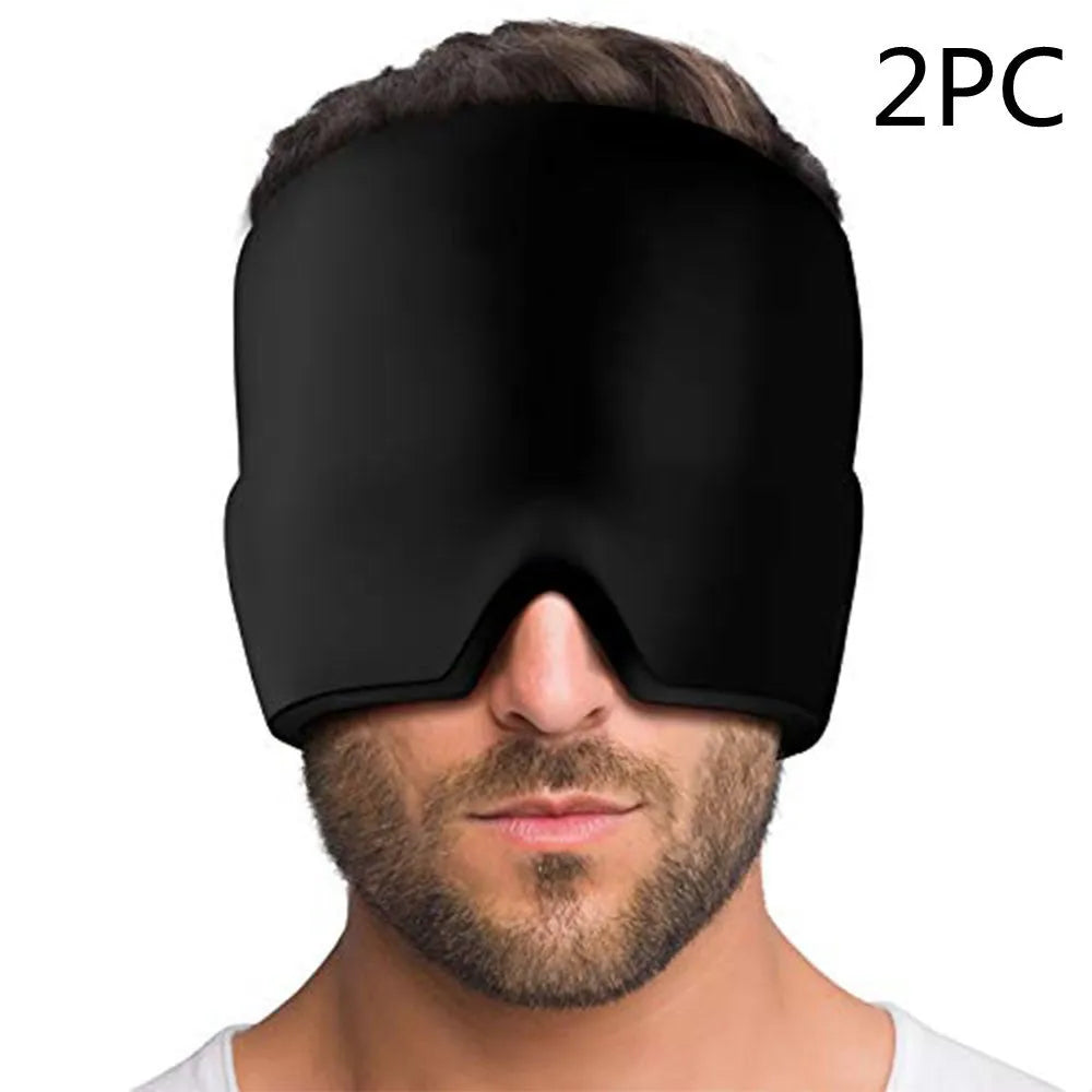 Black elastic cloth gel headache relief eye mask with 22x17cm dimensions