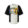 Men's black and white broken collage print loose fit cotton blend T-shirt