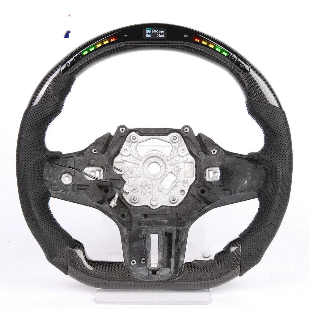Black carbon fibre BMW steering wheel with LED controls for X3 X5 models