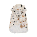 Beige cartoon dog raincoat with cat head design, made from waterproof PU material.