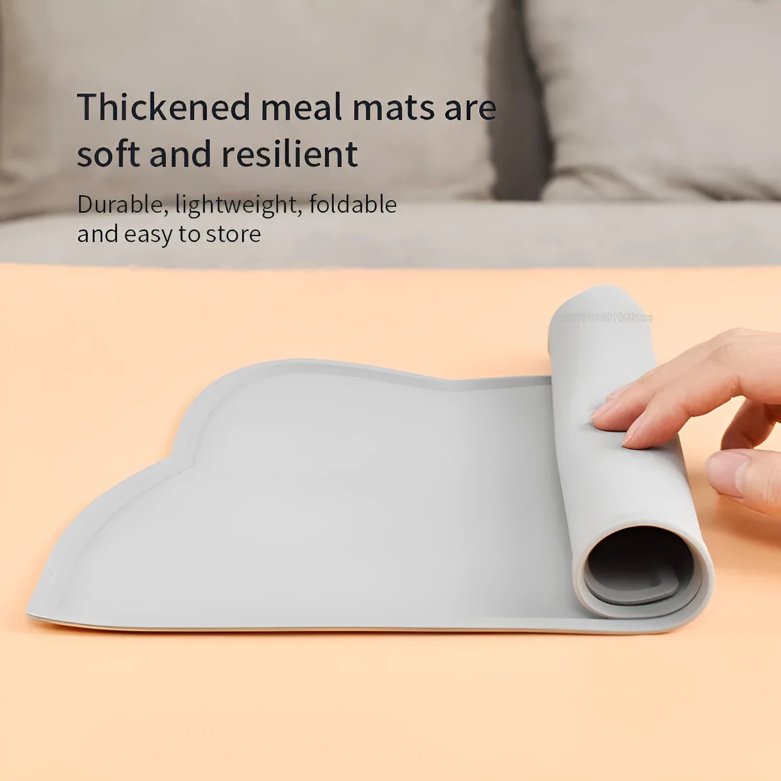 Solid colour waterproof silicone pet feeding mat for dog or cat, 44x24 cm, in blue