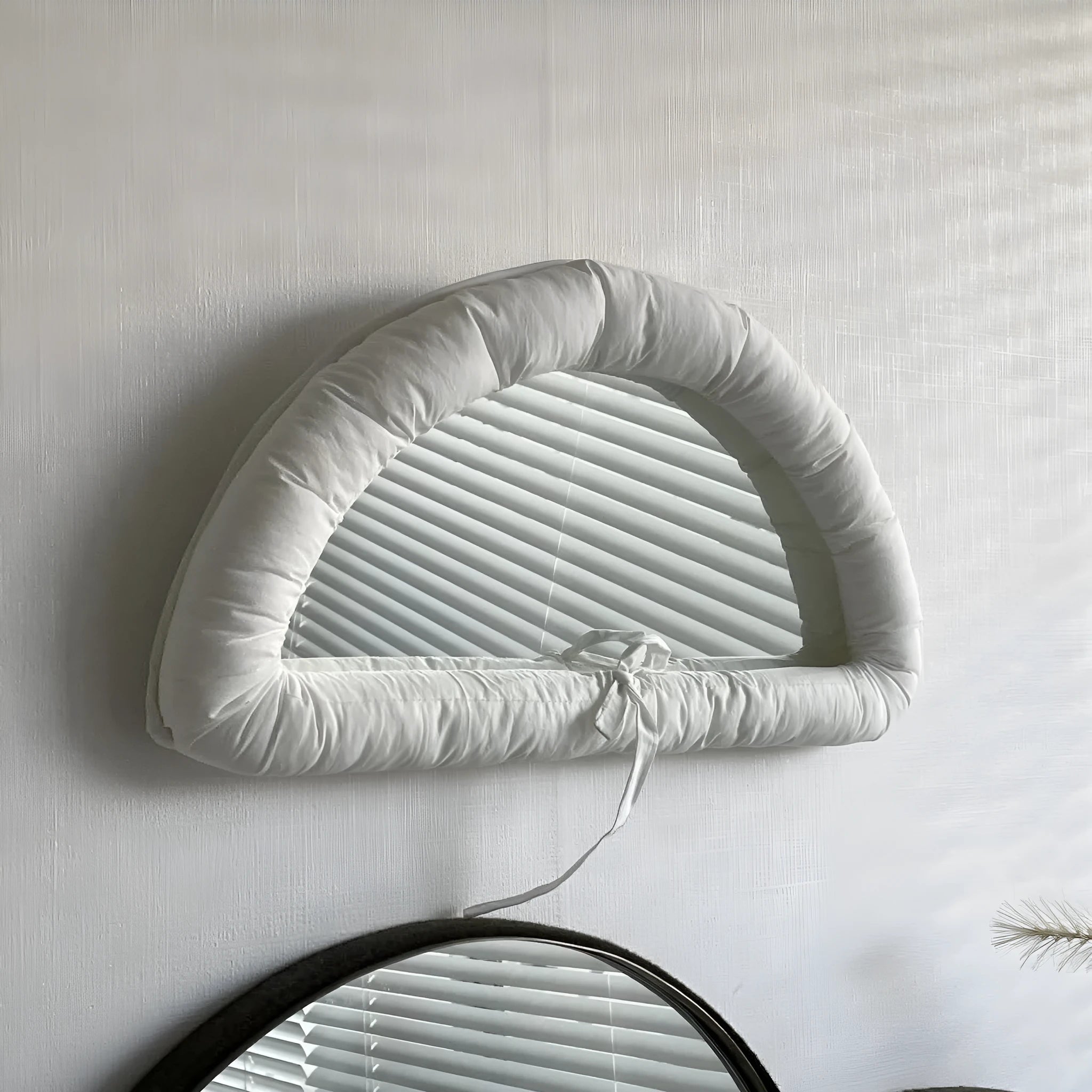 White hanging soft cotton-filled fabric mirror 23x40x5CM wall mounted modern simple style
