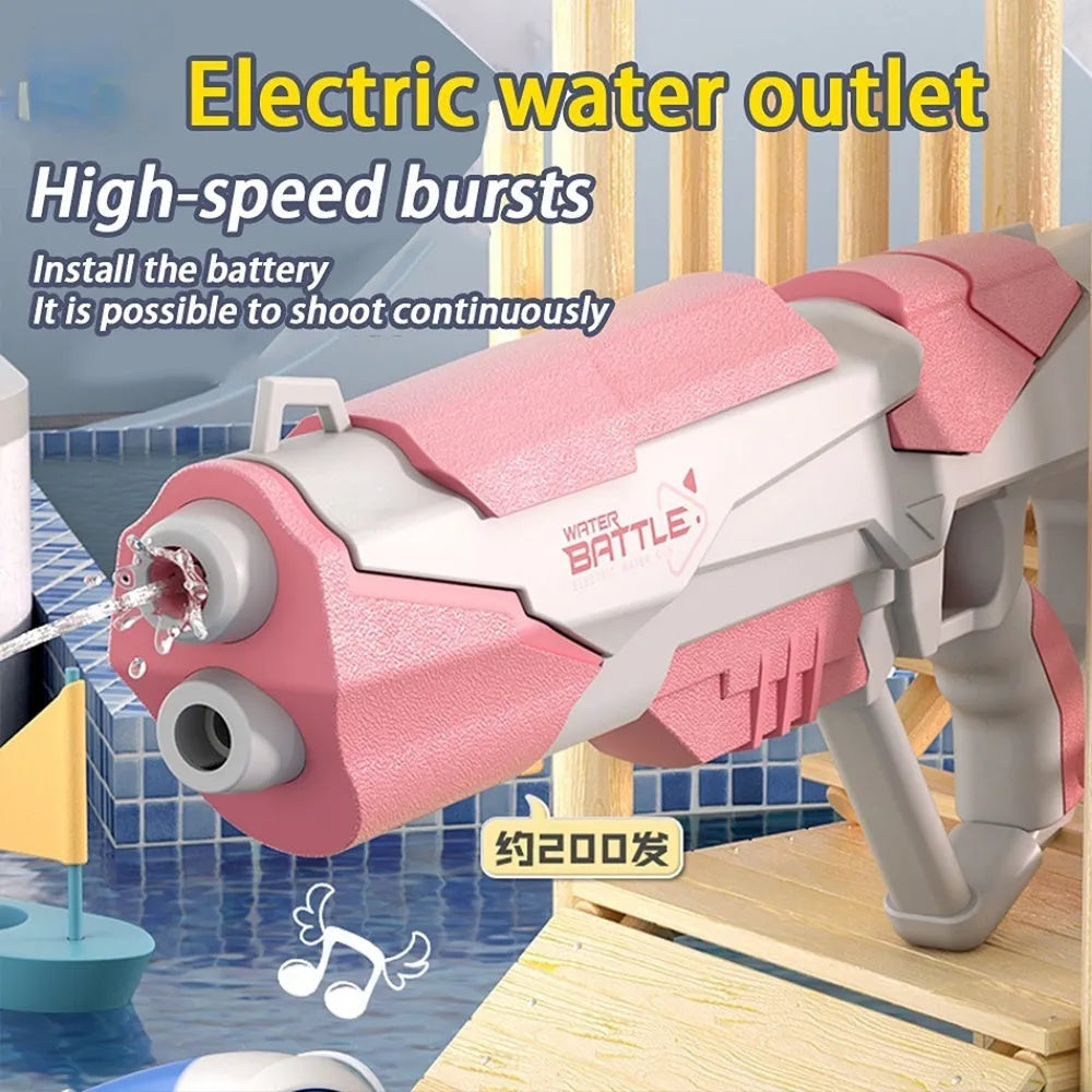 Blue electric water gun with automatic straw for outdoor water fights showing 55cm size