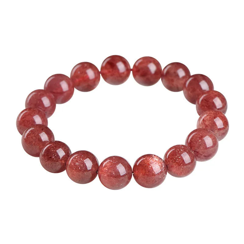 Natural strawberry quartz bracelet with geometric stones in starlight cherry red colour, shown in three size variations