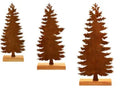 Three rusty metal Christmas tree decorations with elk silhouette cutouts