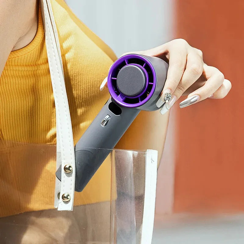 Portable handheld turbo fan with semiconductor refrigeration, 3000mAh battery, adjustable wind speeds, in white