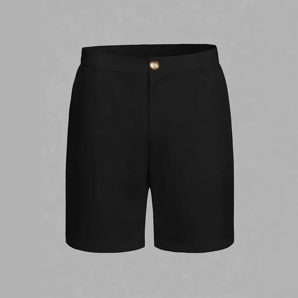 Men's cotton blend casual sports shorts in straight-leg Korean style available in multiple solid colours